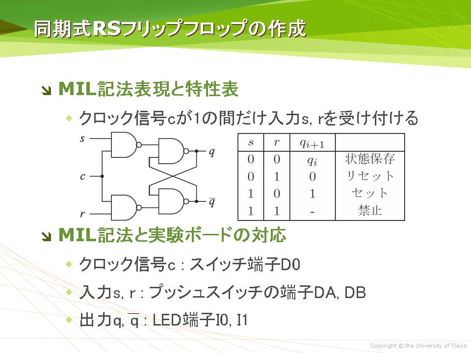 同期式RSフリップフロップの作成